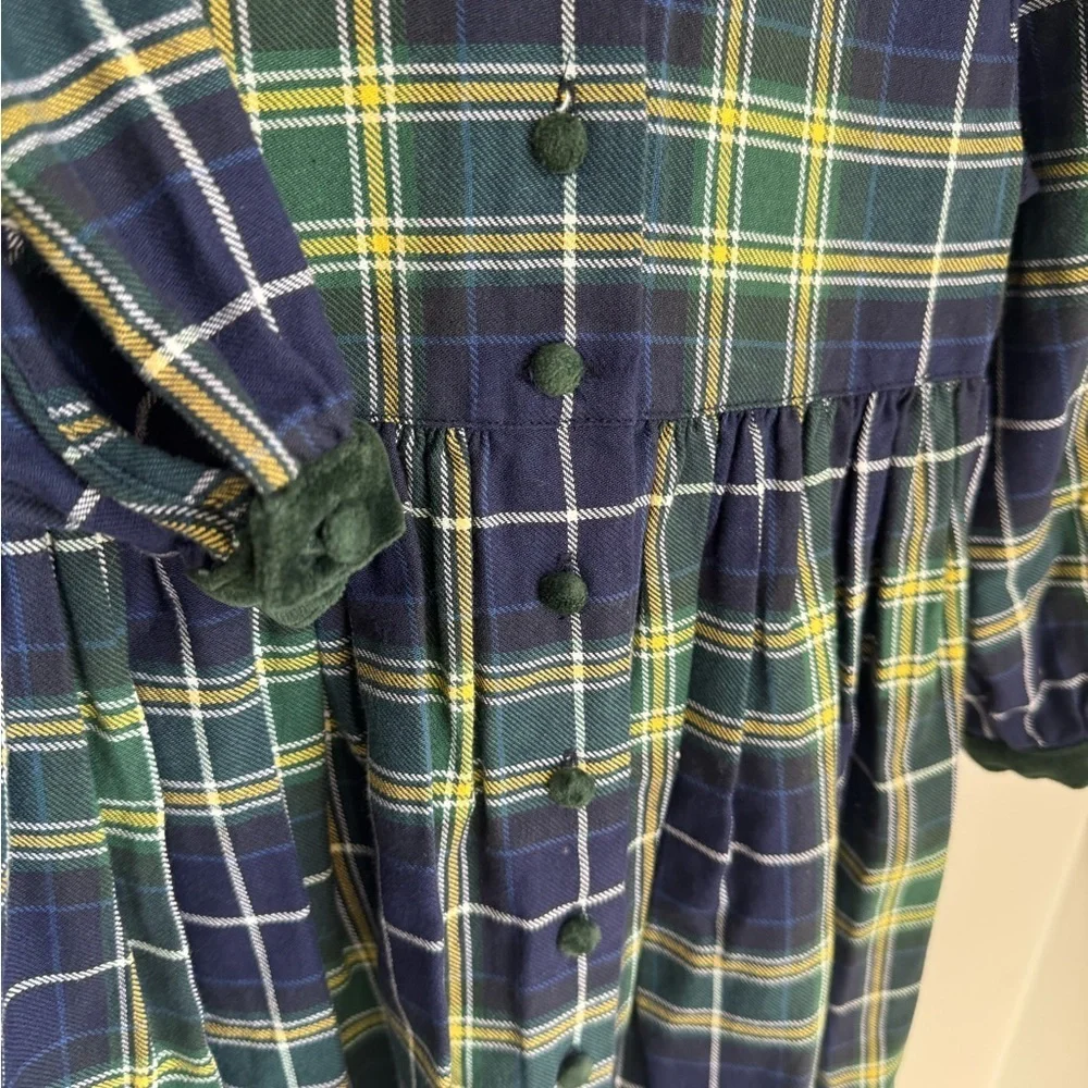 Cyrillus Vintage Girls Plaid Dress Peter Pan Collar Size 3T